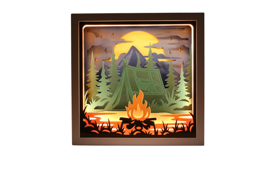Lightbox Camping à la montagne : un cadeau pour les amateurs de plein air.
