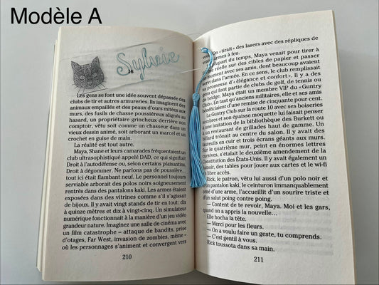 Marque-pages, en acrylique gravé et colorisé