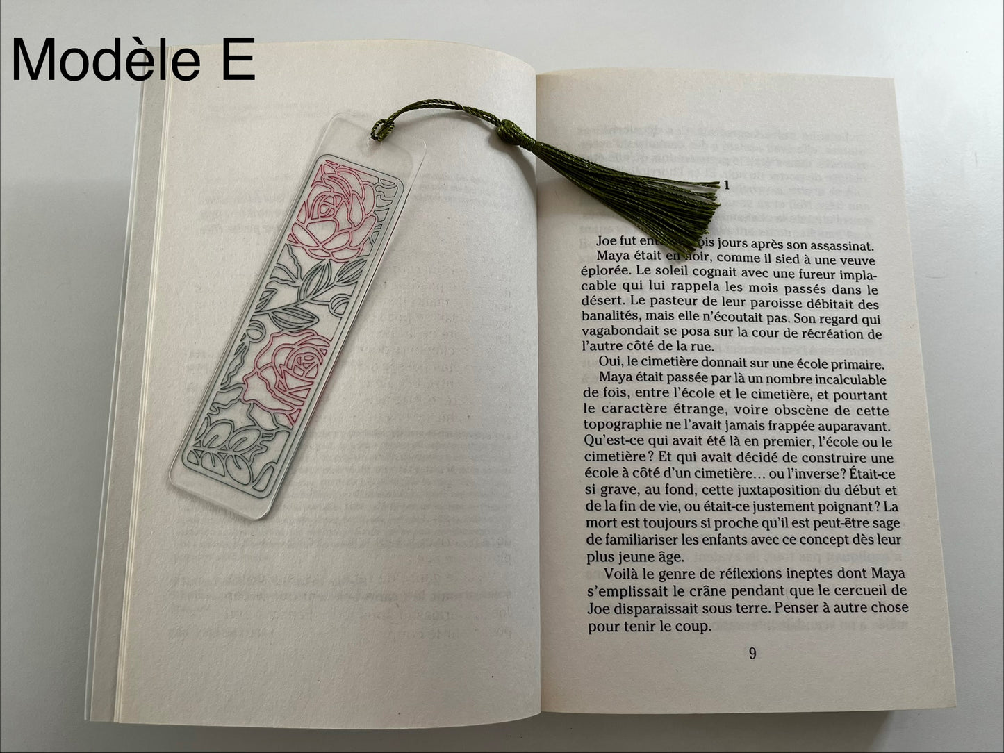 Marque-pages, en acrylique gravé et colorisé