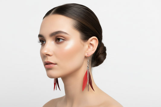Boucles d’oreilles pendantes Perles & Plumes