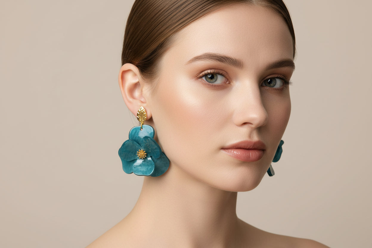 Boucles d’oreilles Fleur en résine