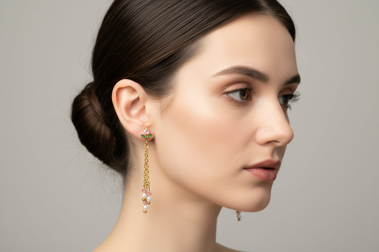 Boucles d’oreilles pendantes Rose